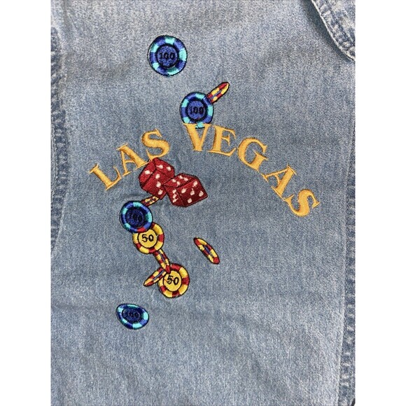 VTG Las Vegas Embroidered Casino Chip Gamble Button Shirt VS Collection Size XL - Picture 6 of 16